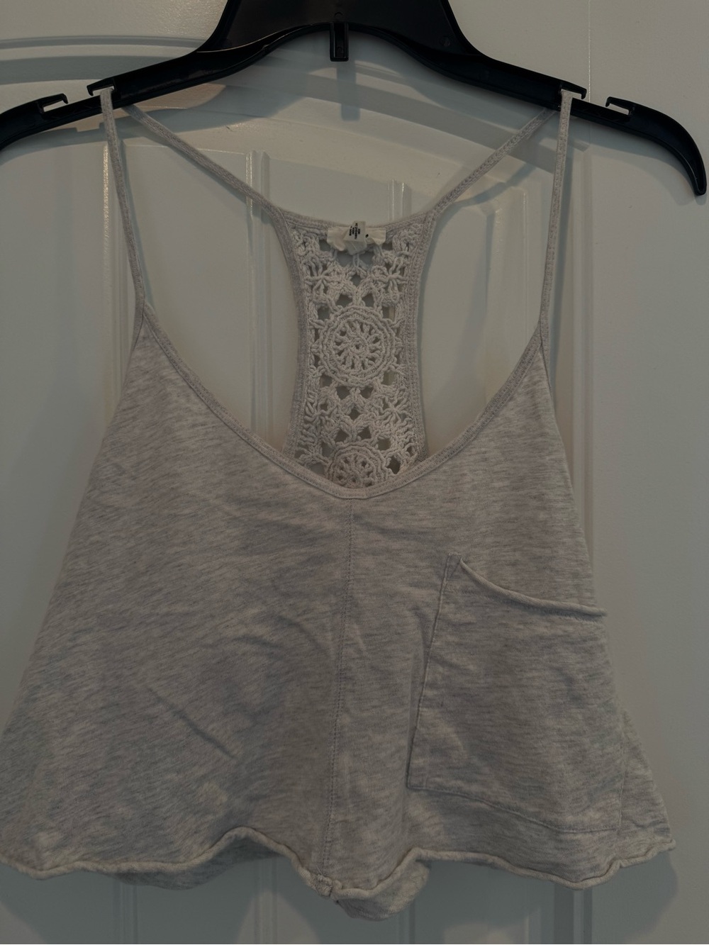 aerie Light Gray Crochet-Back Camisole Tank